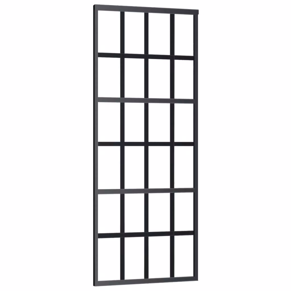 Porta Scorrevole in Vetro ESG e Alluminio 76x205 cm Nera
