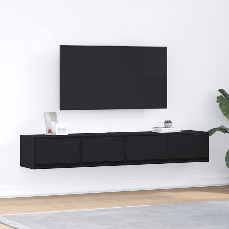 Mobili TV 2 pz Rovere Nero 80x31x25,5 cm in Legno Multistrato