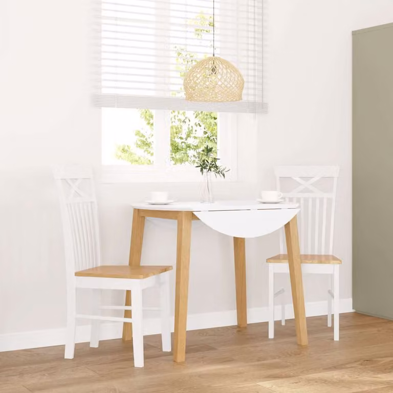 Set di 2 sedie da pranzo moderne vidaXL in legno di hevea bianco lacca