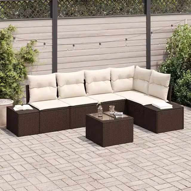 Set Divano da Giardino 6 pz Marrone polyrattan 3347068