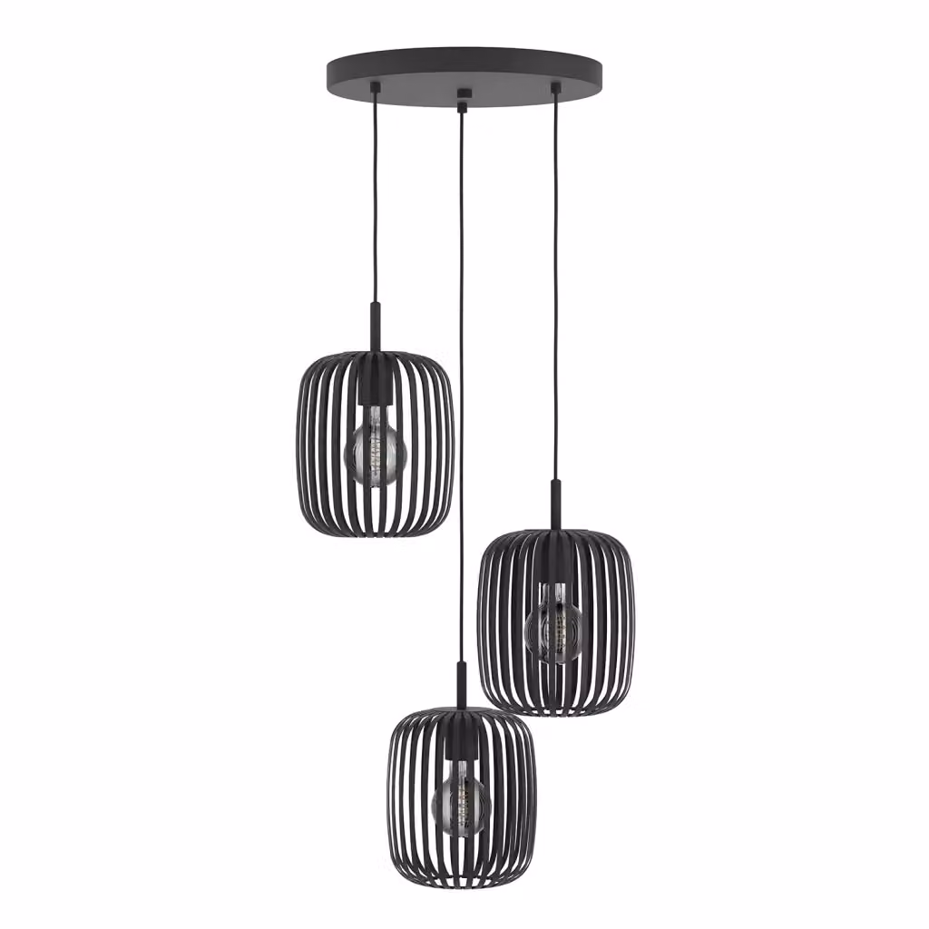 Lampadario a sospensione minimal Eglo Romazzina in metallo nero con 3 luci E27 – 2