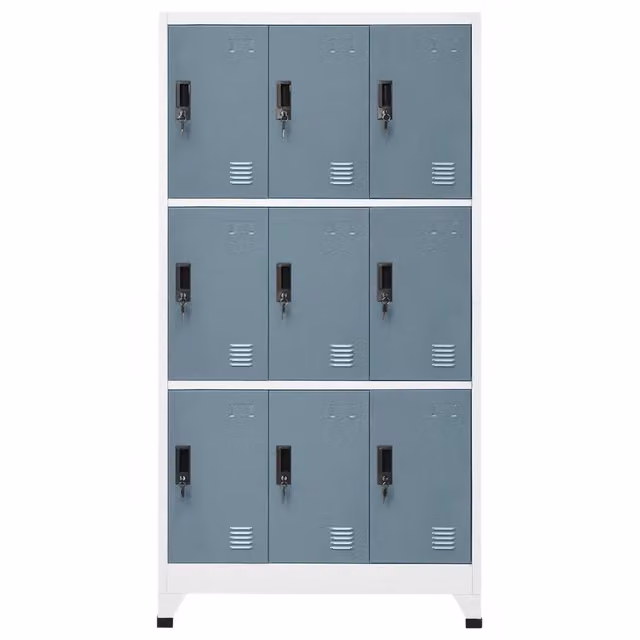 Armadietto a muro vidaXL in acciaio grigio opaco con serratura L/P/H: 90 x 45 x 180 cm