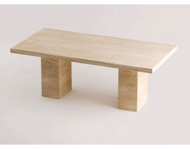 Casa Padrino Tavolo da pranzo in travertino beige 190 cm - Mobili da pranzo