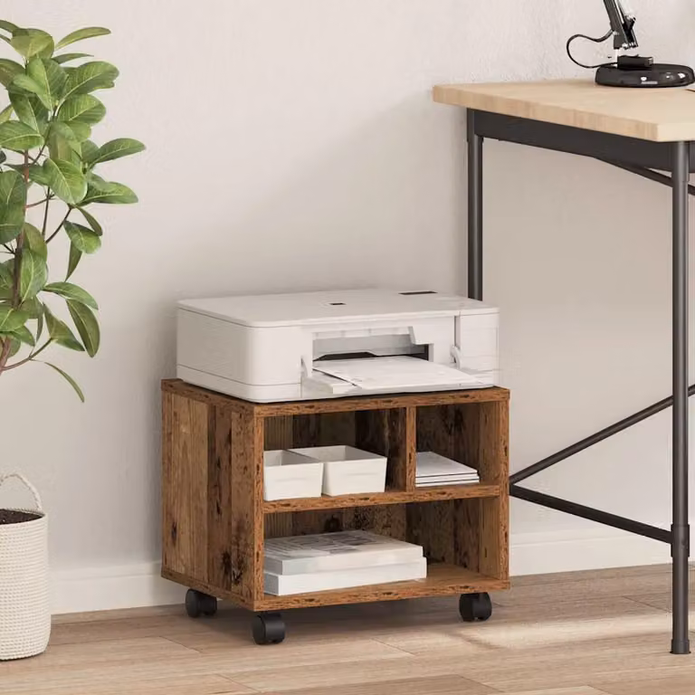 vidaXL Supporto per Stampante in Legno MDF Marrone L: 41 cm, P: 32 cm, H: 34,5 cm