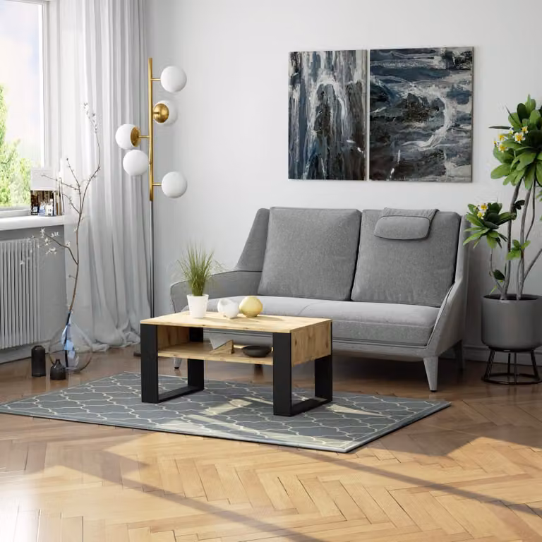 Tavolino funzionale DOMI da 92 cm con ripiano, in stile moderno