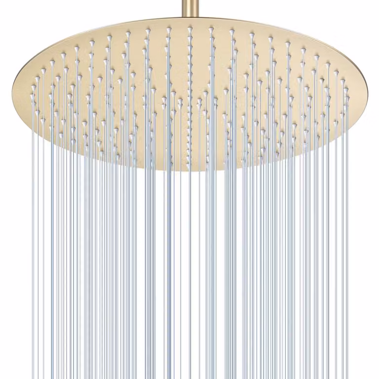 Doccia a soffitto Regendusche, diametro 40 cm, rotonda, finitura oro, montaggio a soffitto, acciaio inossidabile 304, a risparmio idrico, con 230 ugelli