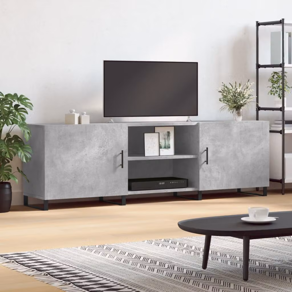 vidaXL Mobile Porta TV Moderno Grigio con Ruote in Legno e Metallo L: 150 cm, P: 30 cm, H: 50 cm