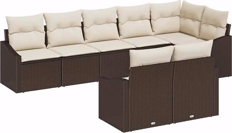 Set di divani con cuscino 8 pcs Marrone polyrattan