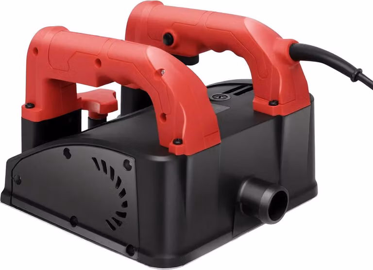 Fresatrice elettrica da parete - Fresatrice manuale per intonaco - Potenza 1200 W, 220 V - Larghezza di lavoro 16 cm - Profondità regolabile da 1 a 4 mm - Cavo di alimentazione 4 m - Spina europea - Colore: rosso/nero