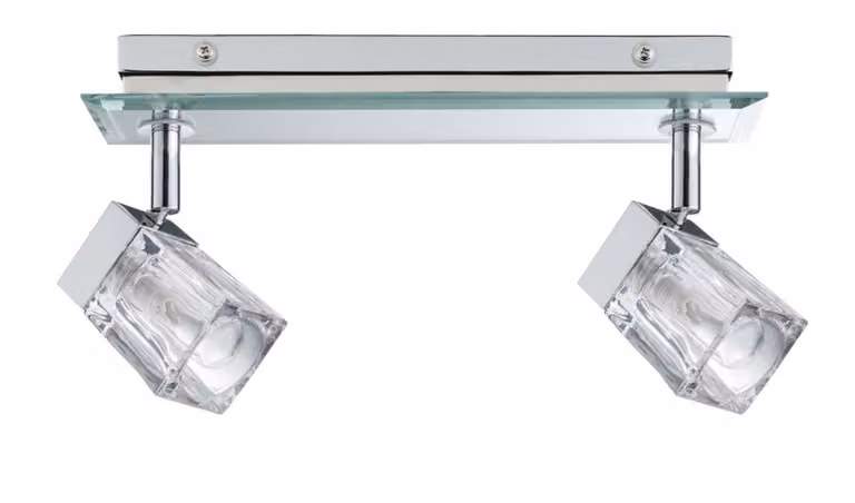 Paulmann WallCeiling Trabani, lampada da parete/soffitto, grado di protezione IP44, max. 2x20W, attacco G9, cromo/trasparente, 230V, metallo/vetro