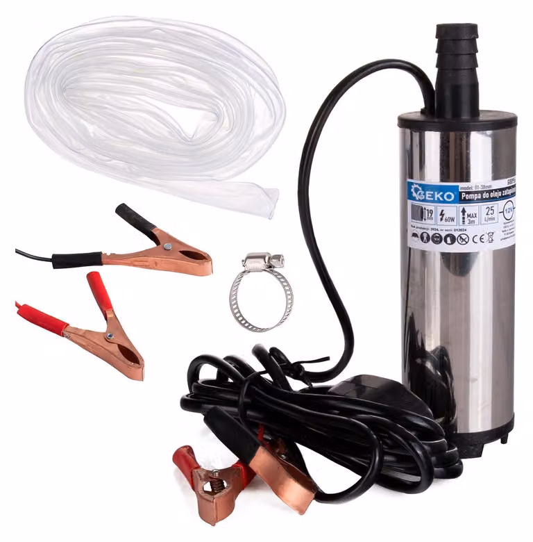 Pompa sommersa per trasferimento gasolio e liquidi 60 W 12 V 25 l/min con tubo da 3 m, sommergibile per pompaggio di acqua diesel