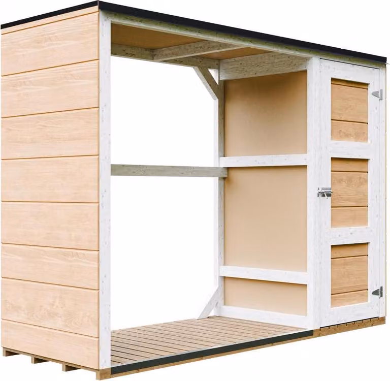 Legnaia da esterno - 75 x 217 x H159 cm - Casetta per attrezzi e legna 1,09 m² + 0.53 m² - TIMBELA M981 - HARVEST HONEY