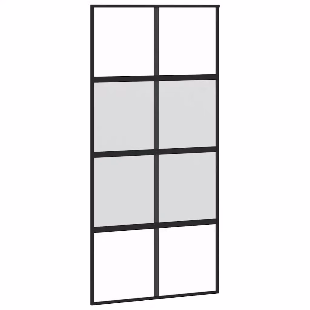 Porta Scorrevole vidaXL in Vetro Trasparente e Alluminio Nero L: 102,5 cm, H: 205 cm – 2