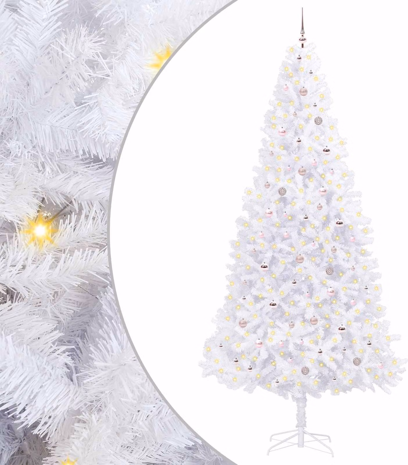 Albero di Natale artificiale bianco 300 cm in PVC e acciaio