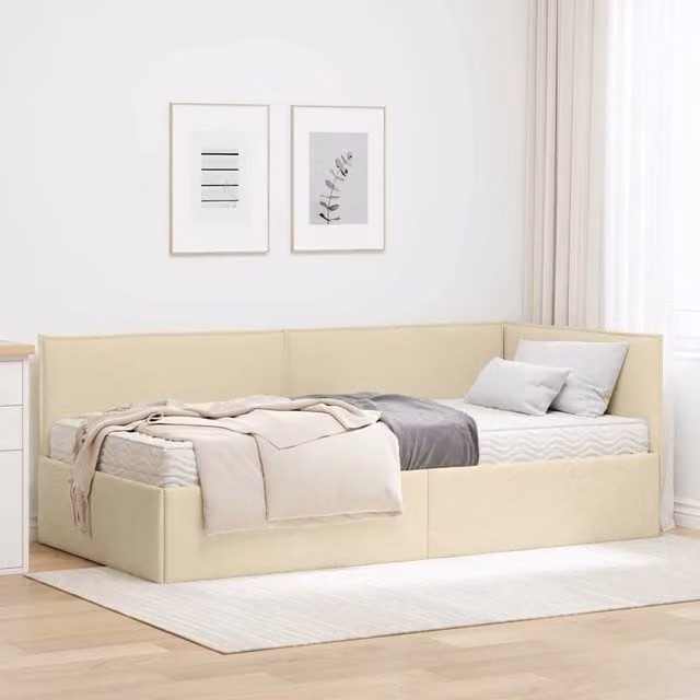 Letto Angolare con Materasso in Velluto beige vidaXL L/P/H: 190 x 90 x 33 cm