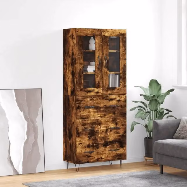 Credenza Rovere Fumo 69,5x34x180 cm in Legno Multistrato 3198438