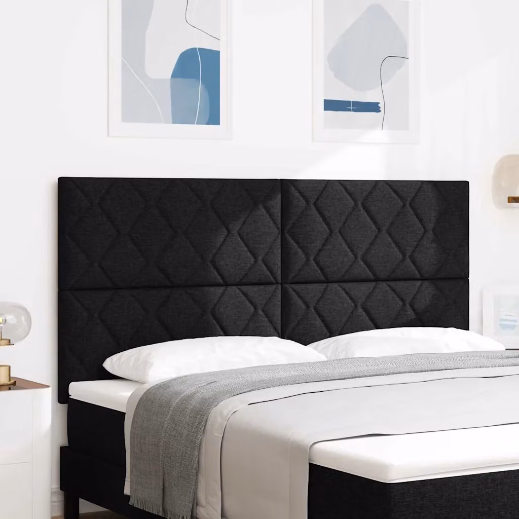 Testiera per letto vidaXL in tessuto nero con illuminazione LED integrata e porta di ricarica USB, larghezza: 180 cm