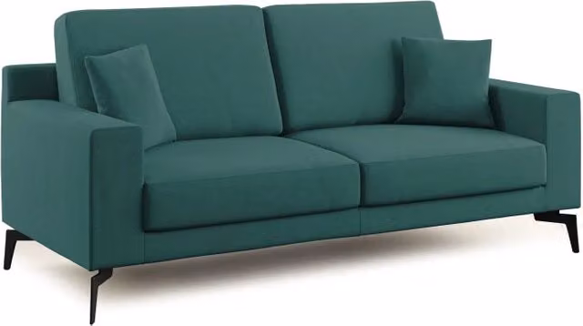 Divano moderno Prestige Divani.Store in tessuto petrolio con cuscini coordinati e coperture rimovibili L: 146 cm – 1