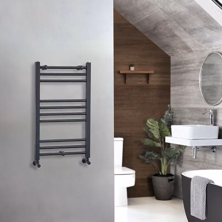 Scaldasalviette di Design Antracite - Termoarredo Bagno Piatto - 300W - 800 x 500mm - Artle