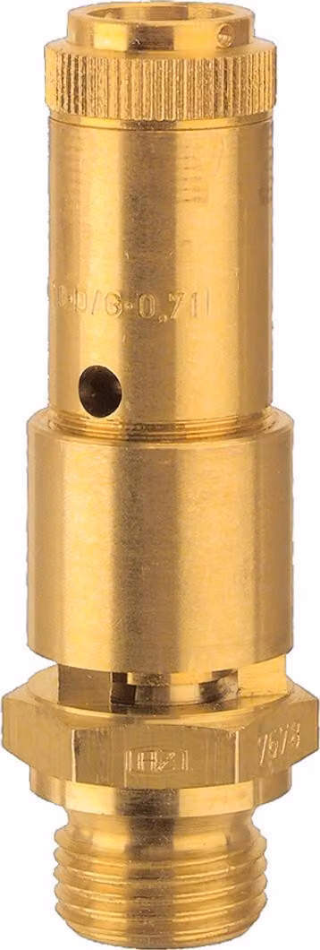Valvola di sicurezza Riegler DN 10, ottone, G 1/2, pressione di risposta 50 bar