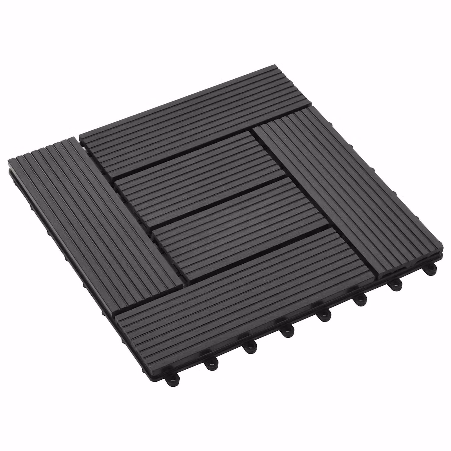 Set di 11 piastrelle per decking vidaXL in WPC colore nero, L/P: 30 x 30 cm