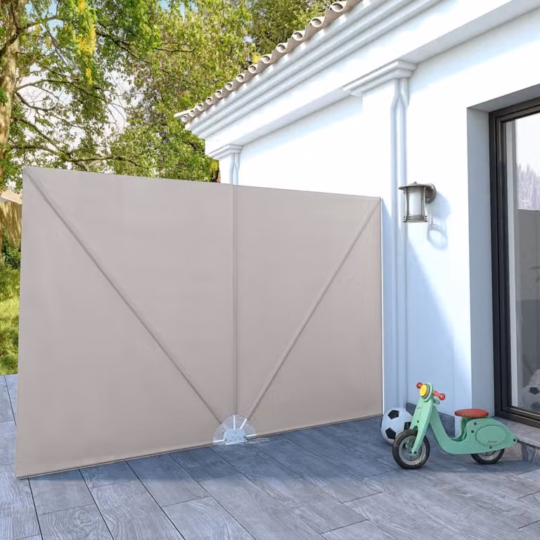 vidaXL Tenda Laterale Pieghevole per Terrazza in Poliestere e Acciaio Beige L: 300 cm, H: 200 cm