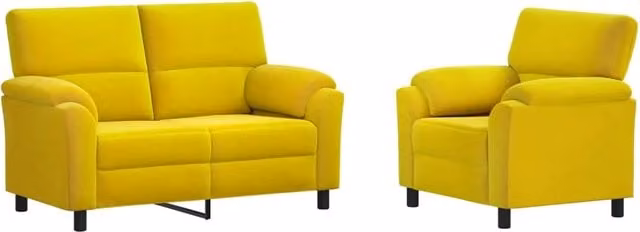 Set di 2 divani moderni vidaXL in velluto giallo con struttura in metallo per il tuo soggiorno