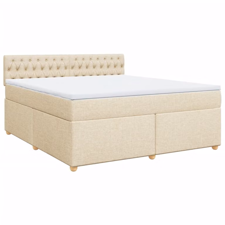 Giroletto a Molle con Materasso Crema 180x200 cm in Tessuto