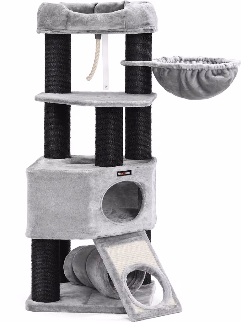 FEANDREA Tiragraffi grande, 141 cm, colonna robusta, stabile, con protezione antiribaltamento, nero