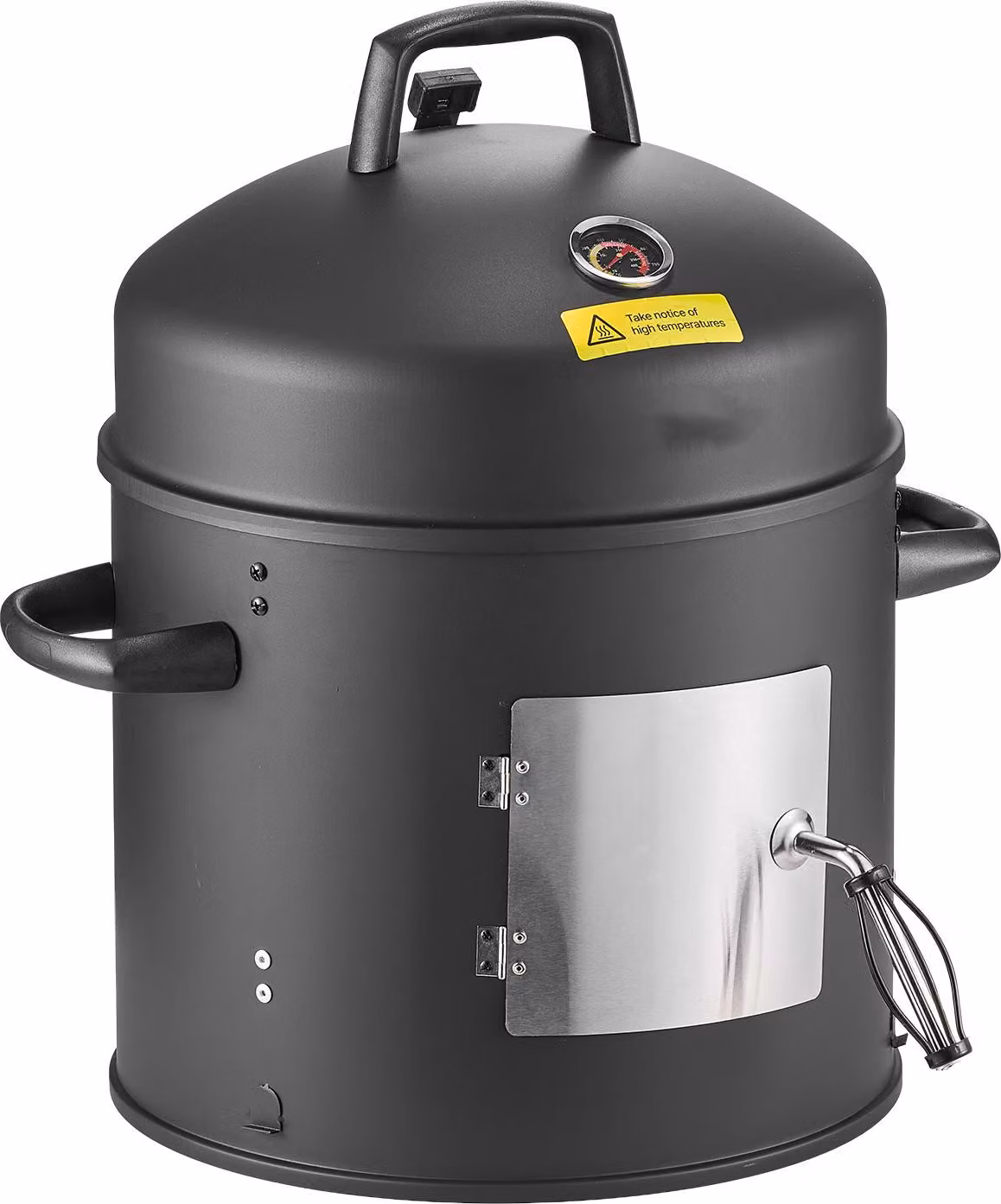 Canna fumaria SucceBuy, griglia a carbone verticale da 40 cm in acciaio rivestito, dotata di due griglie, termometro integrato, aperture per la ventilazione e cassetto per la cenere rimovibile - ideale per serate barbecue e grigliate