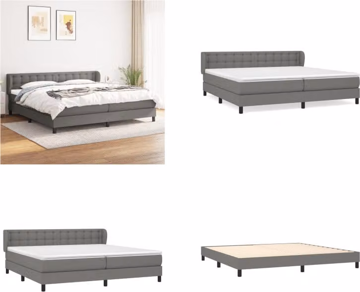 vidaXL Letto boxspring con materasso in tessuto grigio scuro 200x200 cm - Letto boxspring - Boxspringbetten - Bett - Schlafzimmermöbel