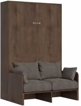 Letto a scomparsa una piazza e mezzo Kentaro Itamoby con divano, colore noce e grigio, L/P/H: 120 x 190 cm – 1
