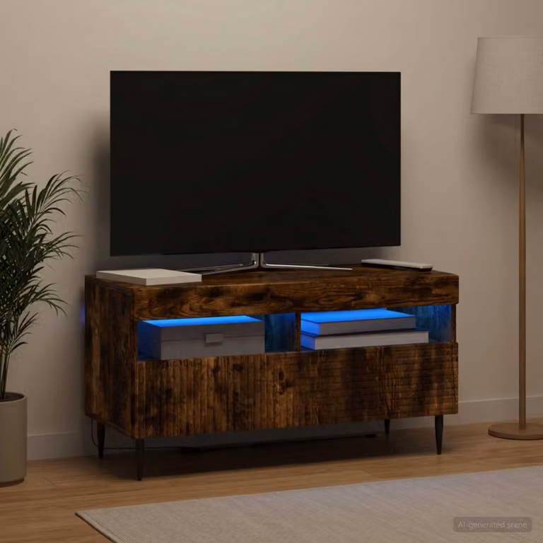Mobile TV LED vidaXL HAARLEM in Rovere Fumo, L 81 cm x P 35 cm x H 43 cm