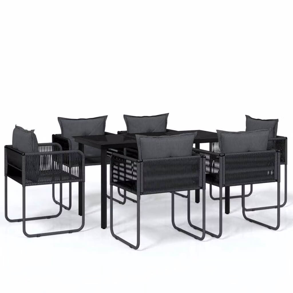 Set da Pranzo da Giardino 7 pz Nero