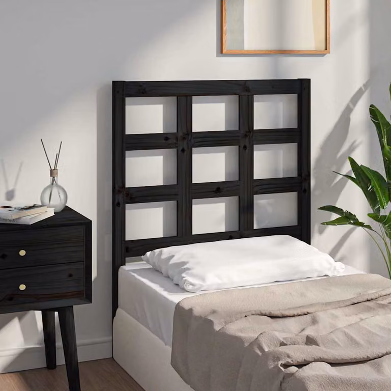 vidaXL Testiera per Letto in Legno Massello di Pino Nero, L: 80,5 cm, P: 4 cm, H: 100 cm