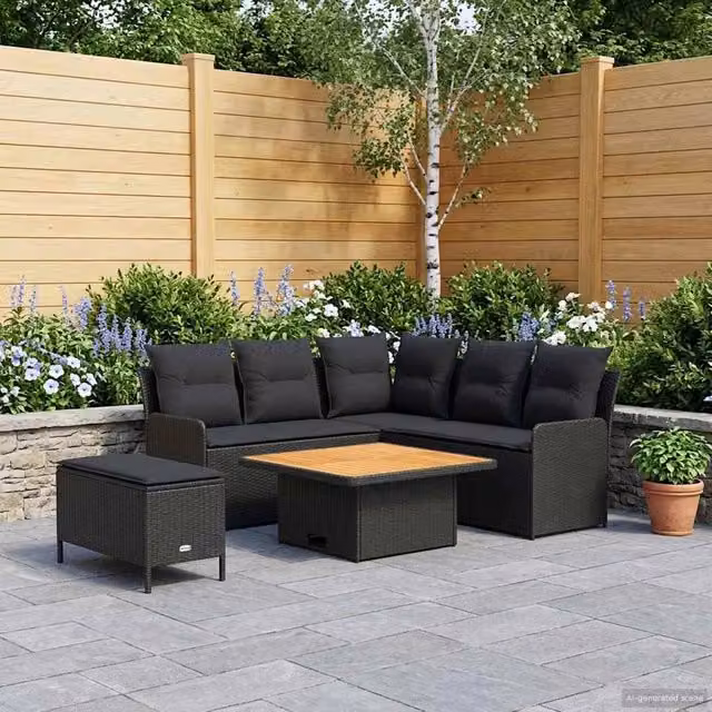 Set di Mobili 5 pz Nero Rattan in PE 3422202
