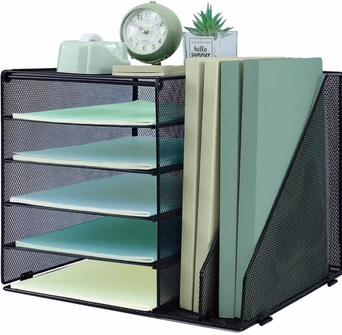 Azomor: eleganti e funzionali organizer da scrivania a cinque ripiani con spazio aggiuntivo