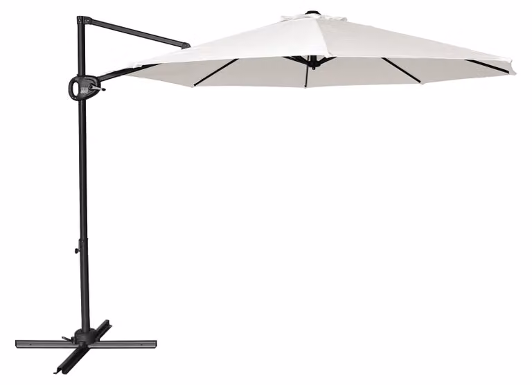 AXI Solea Ombrellone decentrato rotondo Ø 300 cm, antracite/beige | Da giardino/terrazza, tessuto anti-UV, indice UPF 30+ | Base a croce, fodera