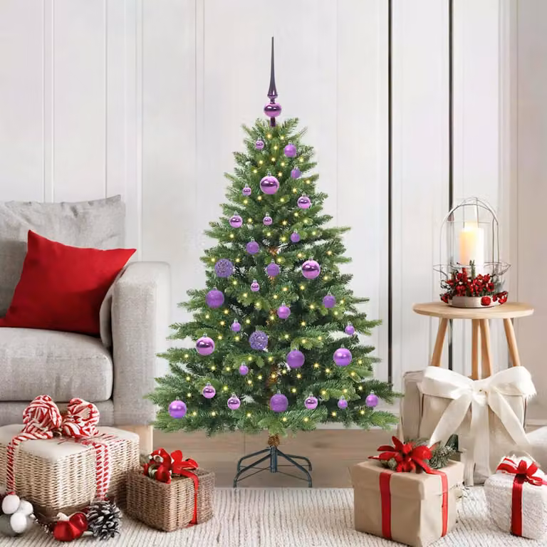 Albero di Natale artificiale vidaXL verde con 150 LED luce bianca calda in PE e PVC, Altezza: 120 cm