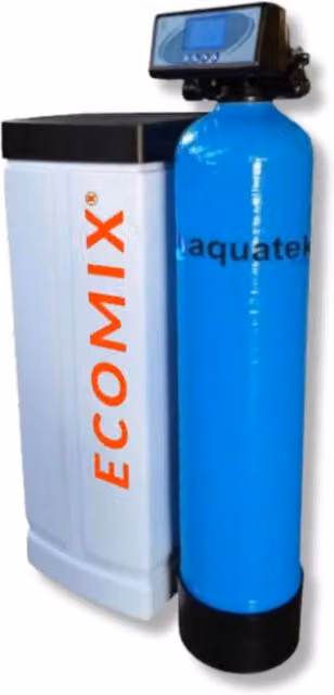 Addolcitore per pozzo Aquatek MIX LCD 2-C con resine Ecomix, riduce ammoniaca, calcare, ferro e manganese, colore blu, per 6 persone