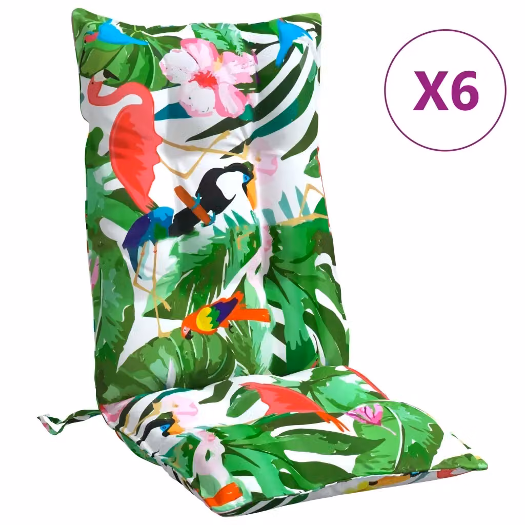 Set di 6 cuscini per sedia schienale alto vidaXL multicolore in tessuto Oxford impermeabile e traspirante – 2