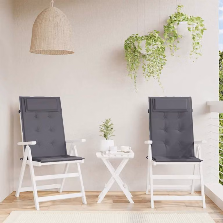 Set di 2 cuscini per sedia con schienale alto vidaXL in tessuto Oxford idrorepellente e traspirante, colore antracite