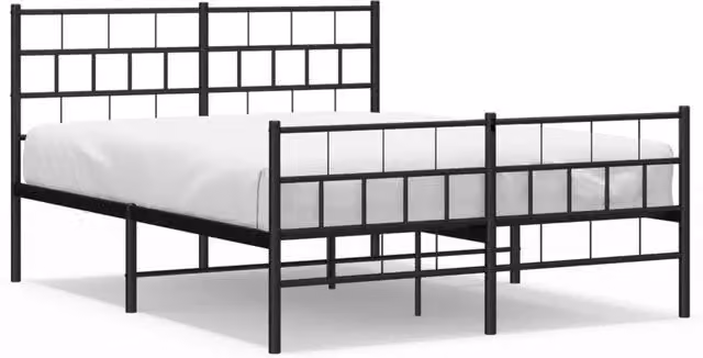 Letto matrimoniale con testiera e pediera in metallo nero opaco L/P/H: 140 x 190 cm