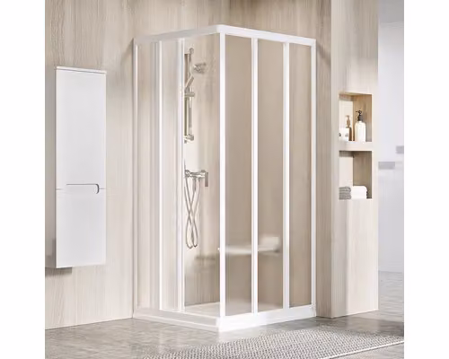 Un lato della cabina doccia RAVAK ASRV3-80 198 bianco+Grape 15V401R2ZG
