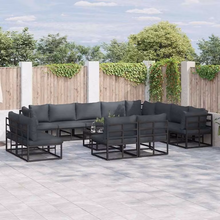 Maison Exclusive - Set di divani da giardino, 12 pezzi, colore nero, in alluminio