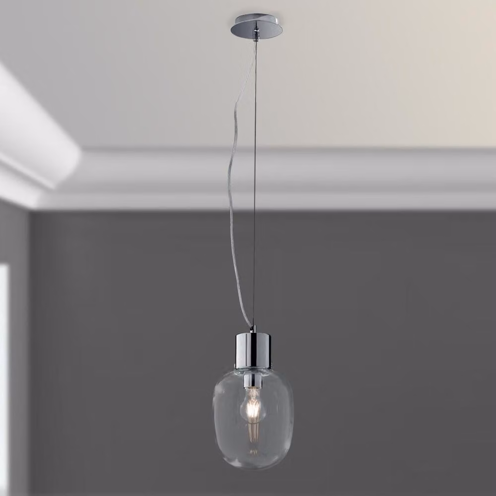 Lampada a sospensione FELLINI Lampada a sospensione Lampada da soffitto cromata Vetro 1x E27