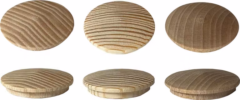 Set di 30 cappucci in legno, bottoni (diametro 40 mm, legno di frassino)