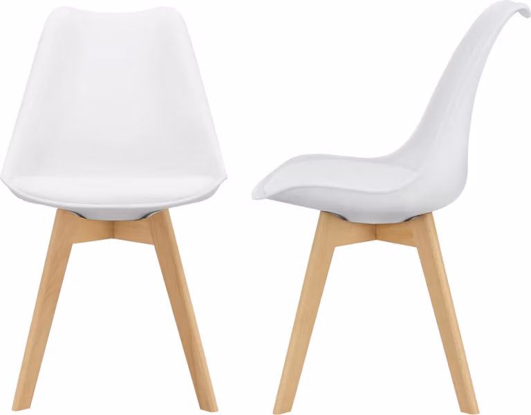 Sedia da pranzo 'Fläten' set di 2 sedie imbottite in ecopelle bianca
