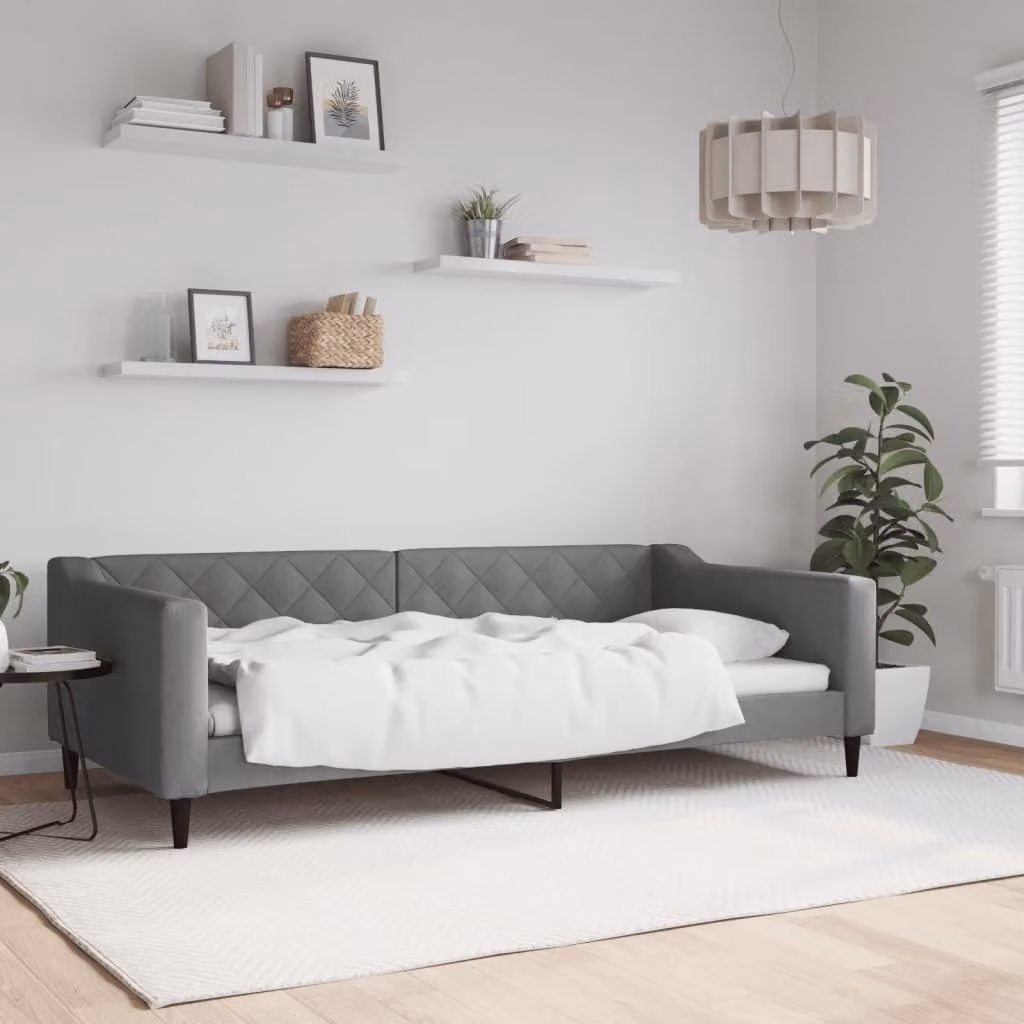 Maison Exclusive - Letto a giorno, colore grigio scuro, 100x200 cm, tessuto