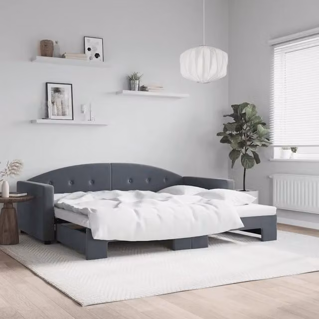 Divano Letto con Letto Estraibile vidaXL in Velluto Grigio per Soggiorno e Camera da Letto L/P/H: 90 x 190 cm